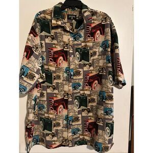 VTG Rocawear Y2K Cars Graphic Button-Up short sleeve Shirt Mens Size XL
